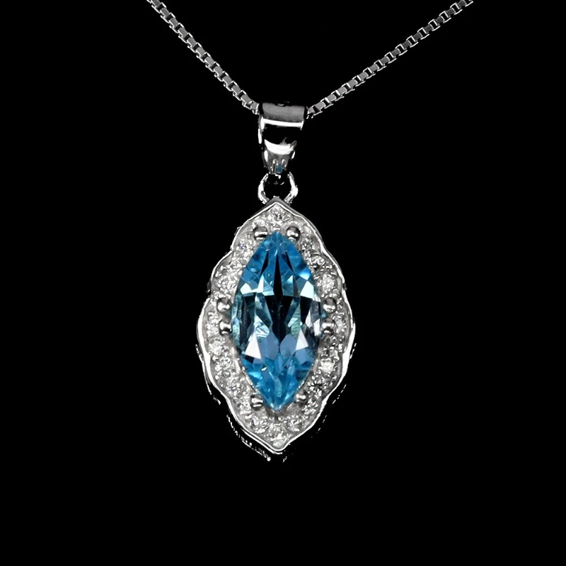 925 сребърно колие с Swiss Blue Topaz