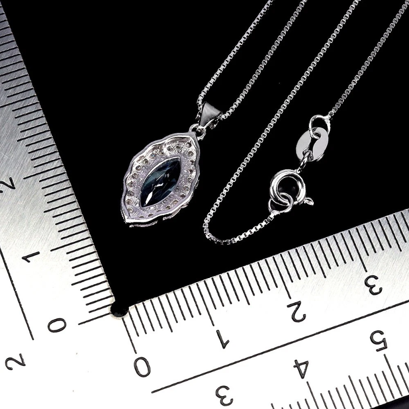 925 себърно колие с Swiss Blue Topaz топаз